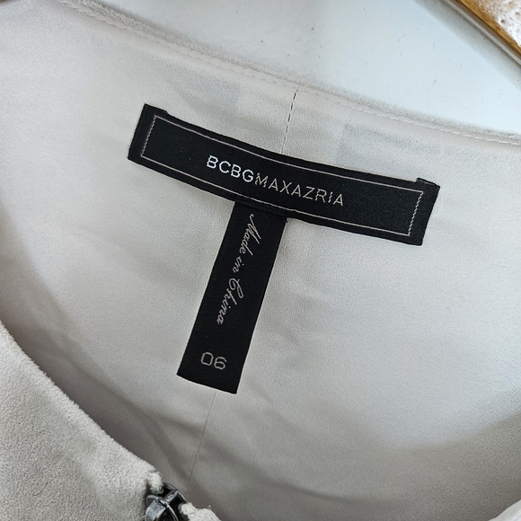 BCBGMAXAZRIA Alaina Cream Faux Suede Zip Mini Dress - Picture 5 of 7